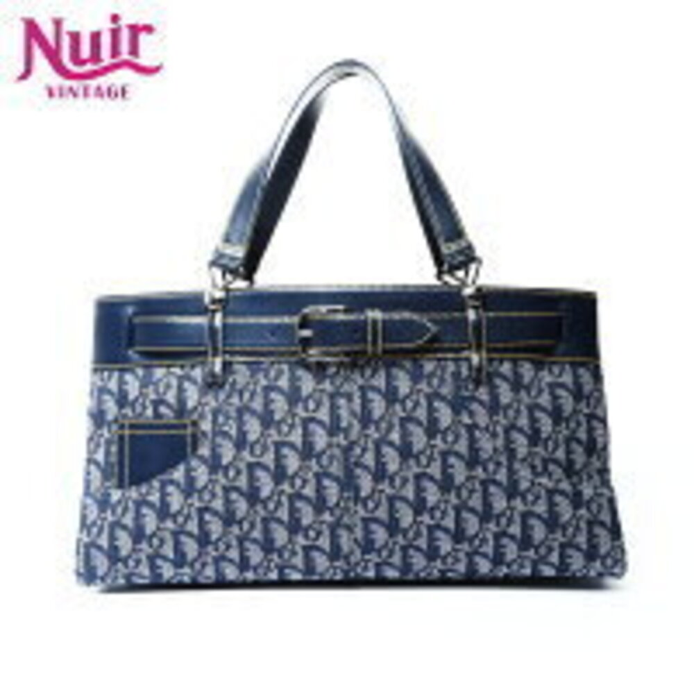 Christian Dior Trotter Canvas Handbag Navy Blue